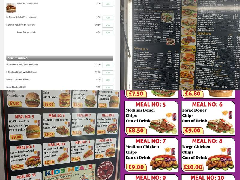 Burwell Kebab Van Menu