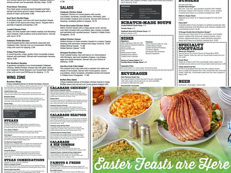 Fatz Cafe - Elizabethton Menu