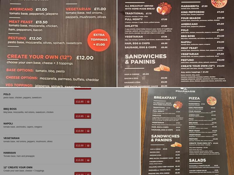 Pharmacie Cafe Pizzeria Menu