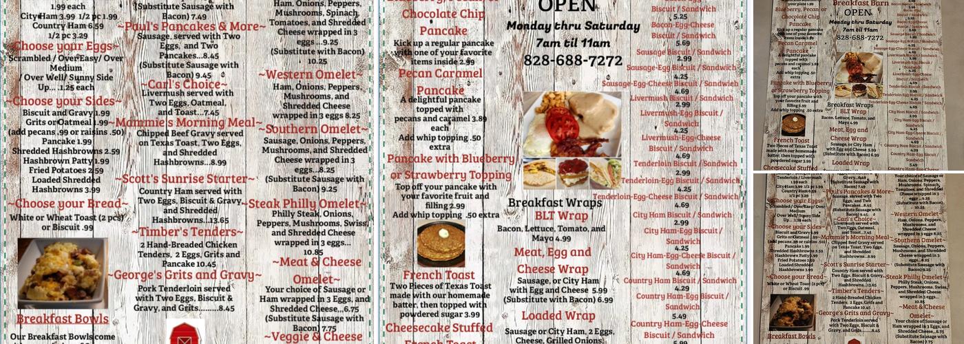 Mammie’s Breakfast Barn Menu