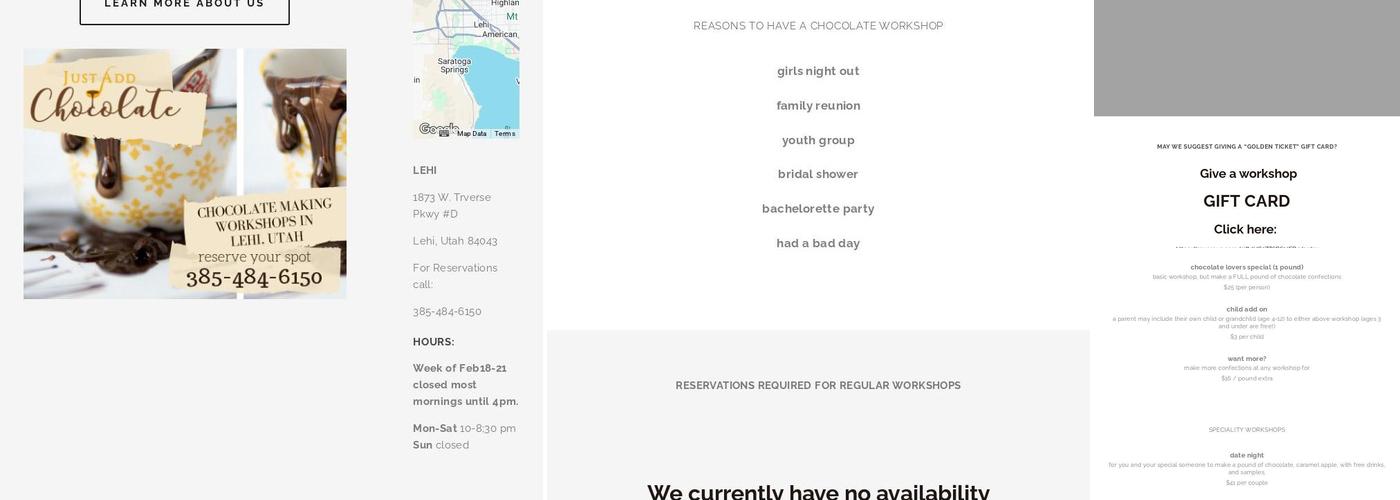 Just Add Chocolate Menu