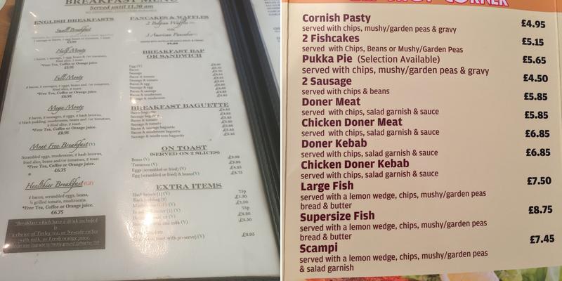 Ginghams Restaurant Menu