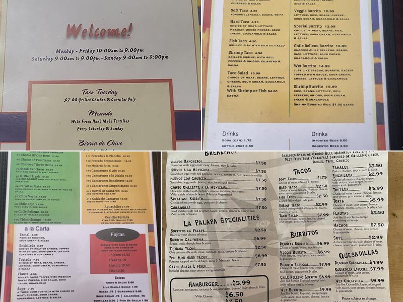 La Palapa Menu