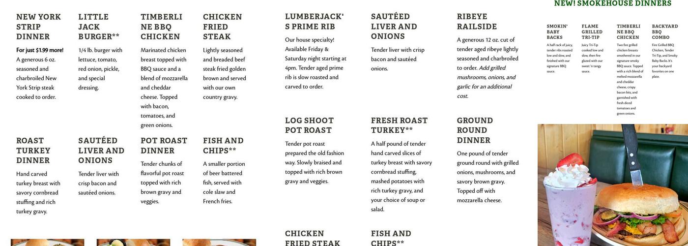 Lumberjack's Restaurant Menu