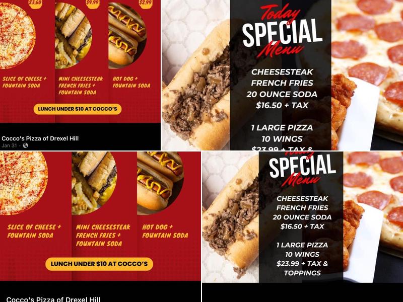 Cocco's Pizza of Drexel Hill Menu