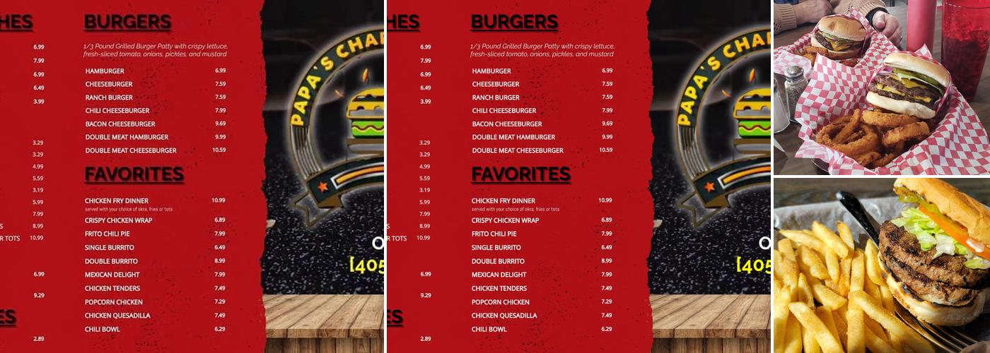 Papa's Charcoal Menu