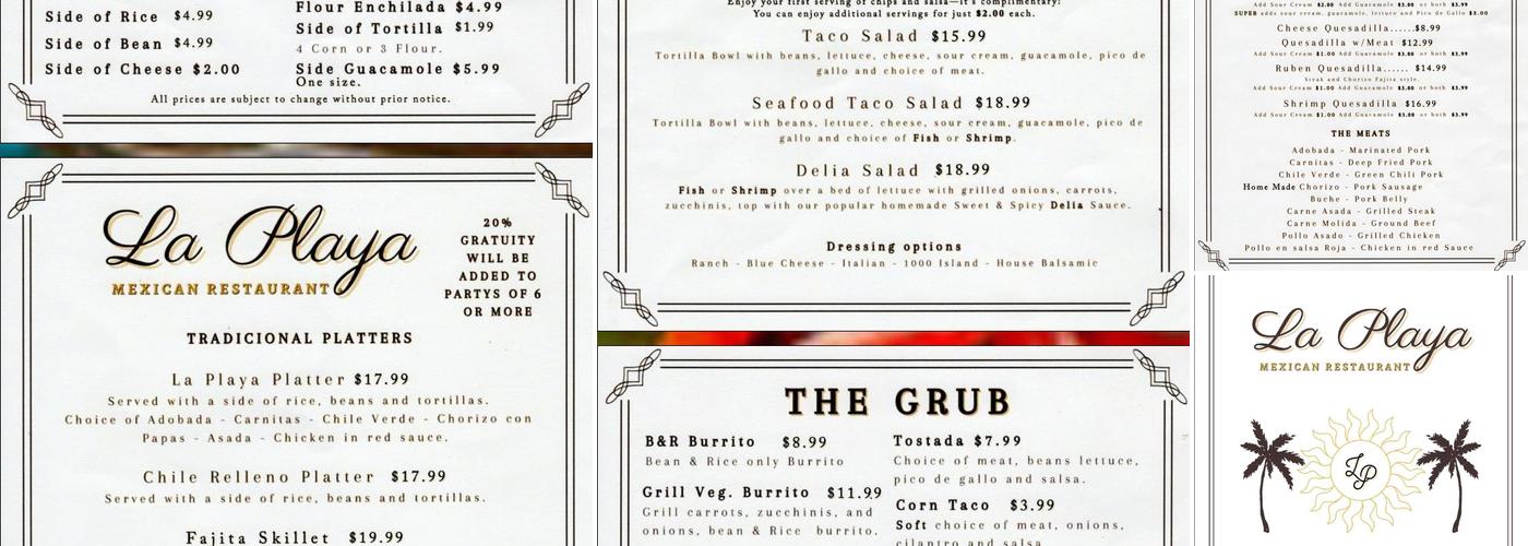 La Playa | Mexican Restaurant Menu