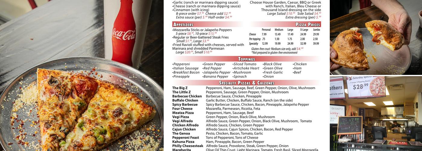Z Brothers Pizza Menu