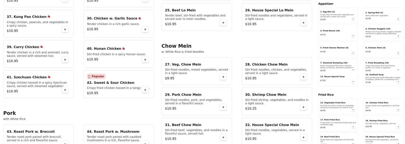 China Buffet Menu
