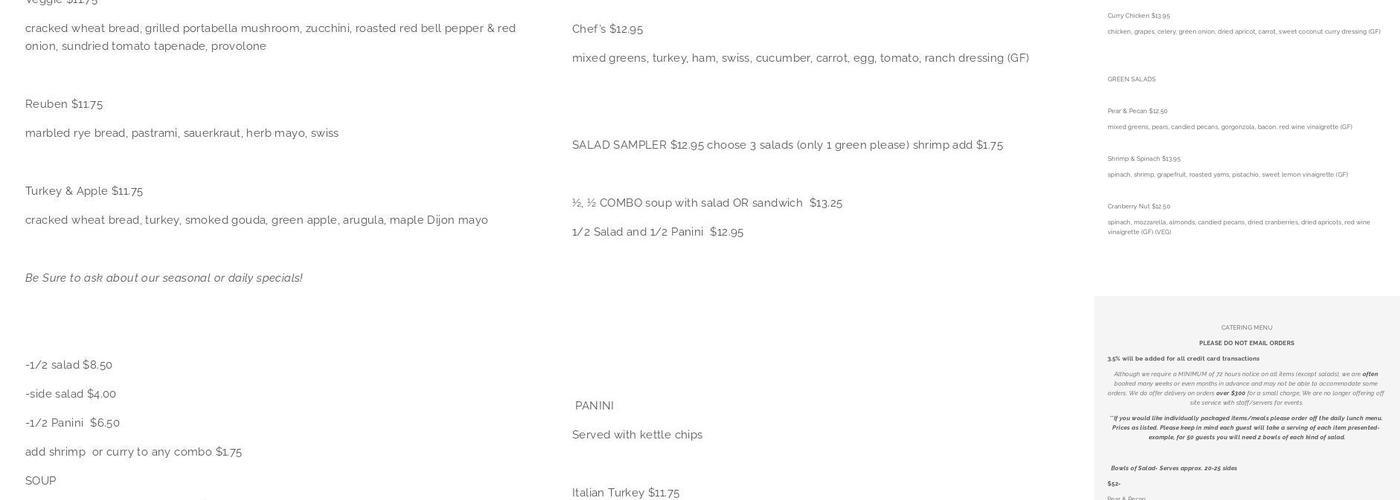 Plates & Palates Menu