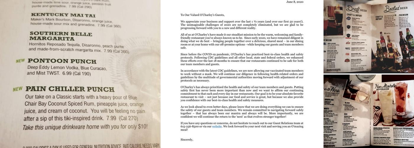 O'Charley's Restaurant & Bar Menu