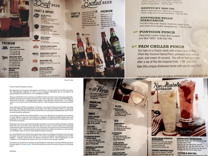 O'Charley's Restaurant & Bar Menu