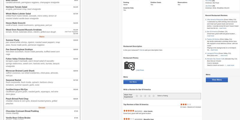 Mama's Pizzeria Menu