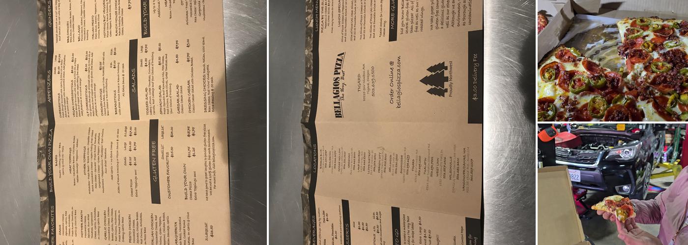 Bellagios Pizza Tigard Menu