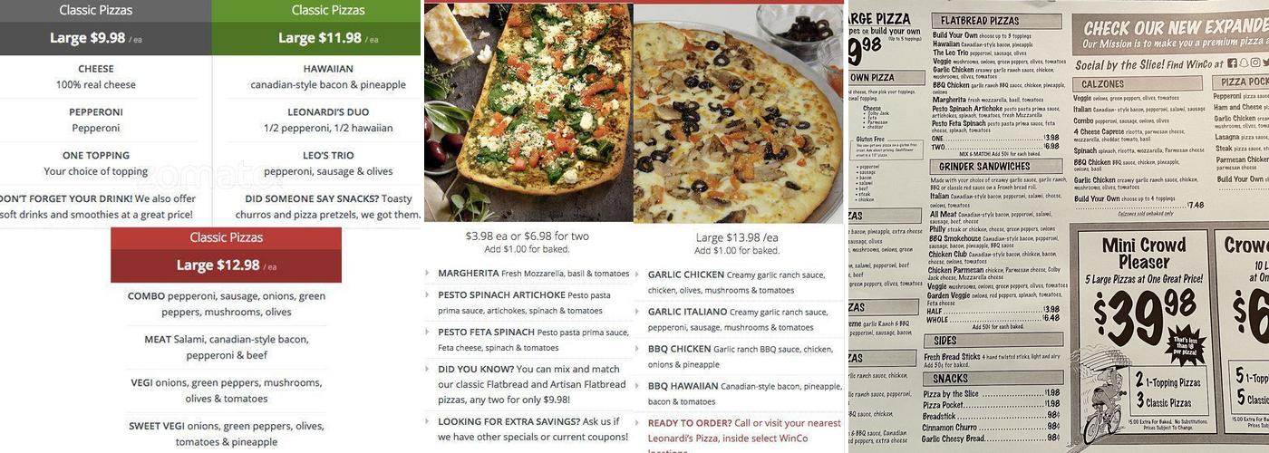 Leonardi's Pizza Menu