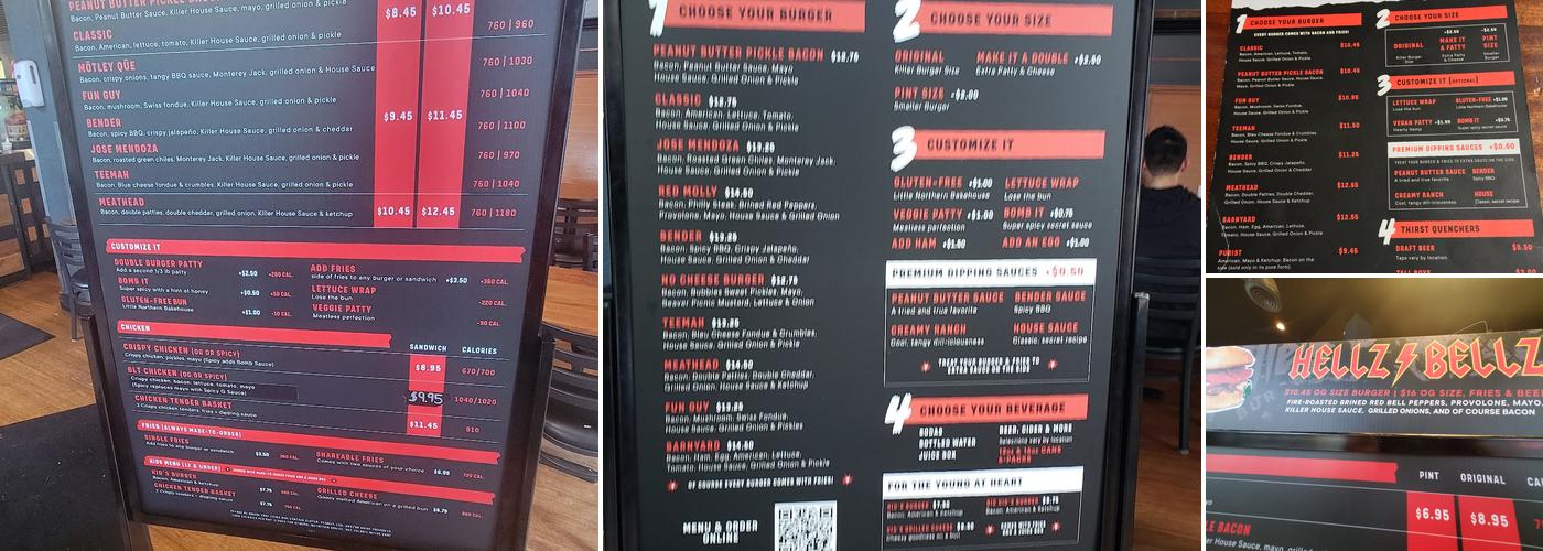 Killer Burger Menu