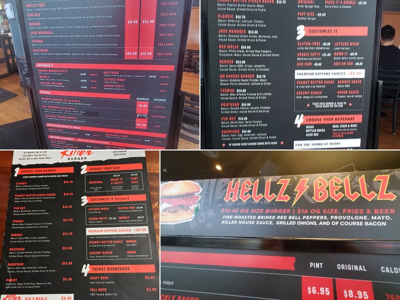 Killer Burger Menu