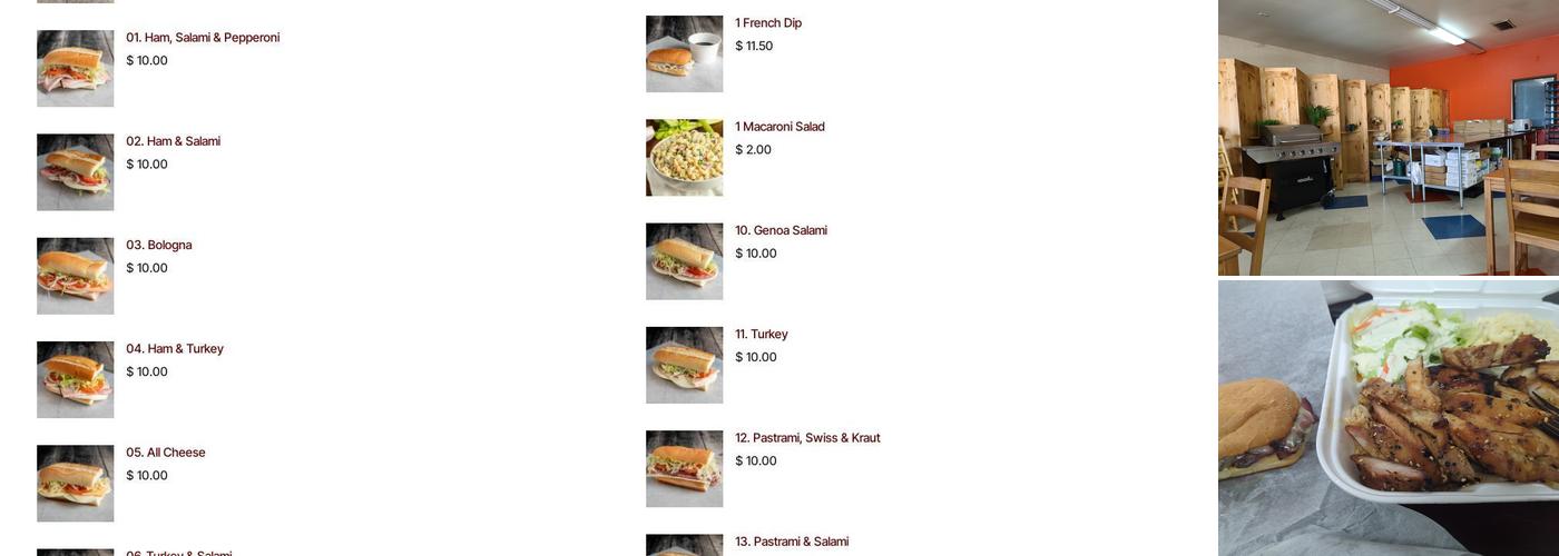 Sub King Menu