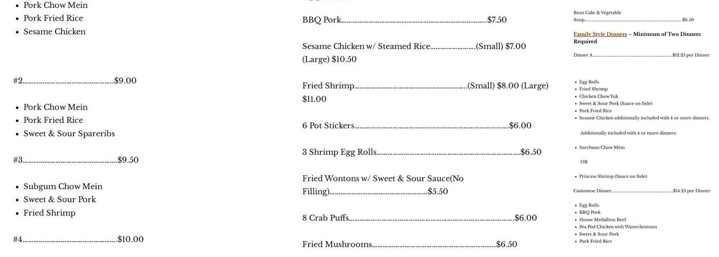Lee's Kitchen Menu