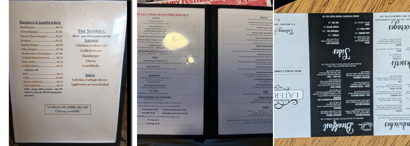 Ovid Cafe Menu