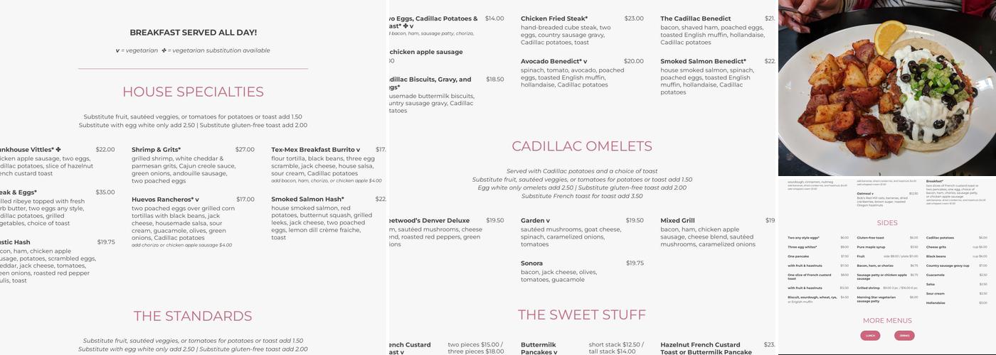 Cadillac Cafe Menu