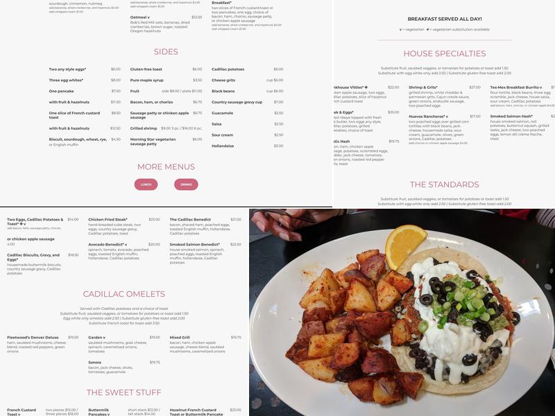 Cadillac Cafe Menu