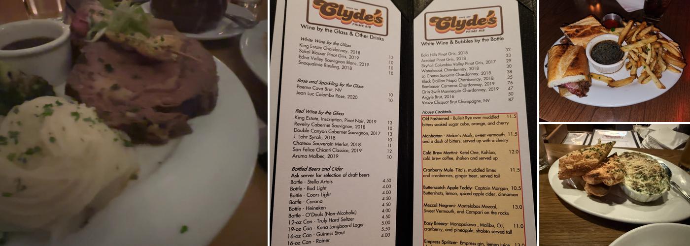 Clyde's Prime Rib Restaurant and Bar Menu