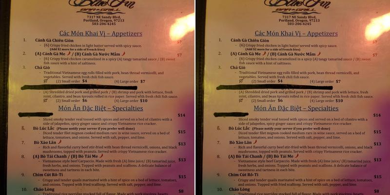 Blue Fin Bar & Grill Menu