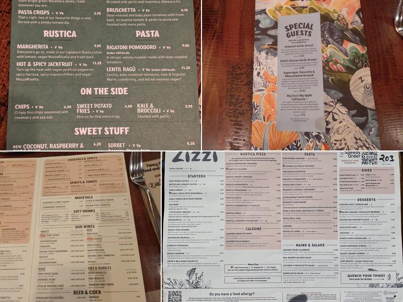 Zizzi Menu