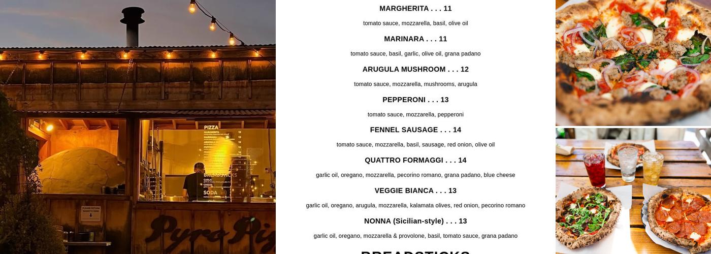 Pyro Pizza Menu