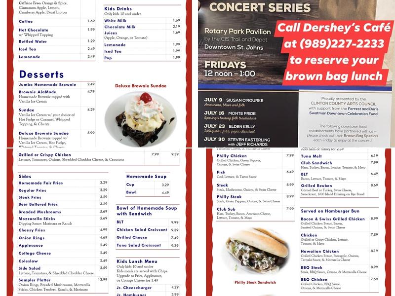 Dershey’s Cafe Menu