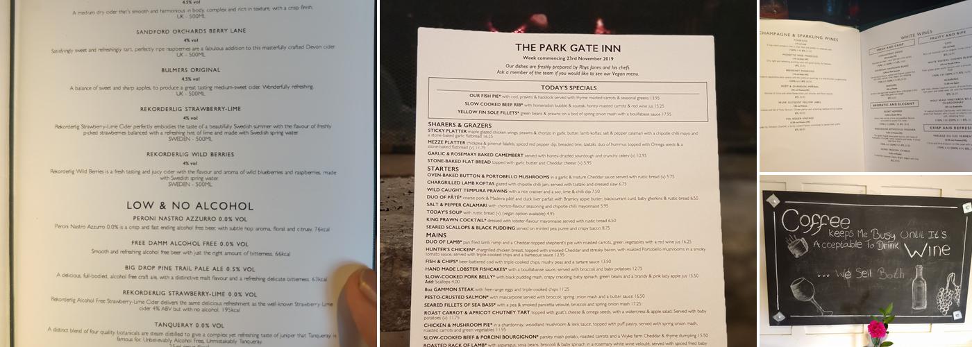 The Park Gate Inn Menu