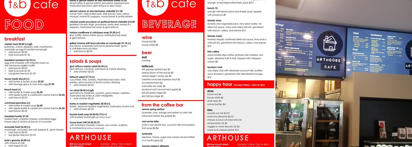 Arthouse Cafe Menu
