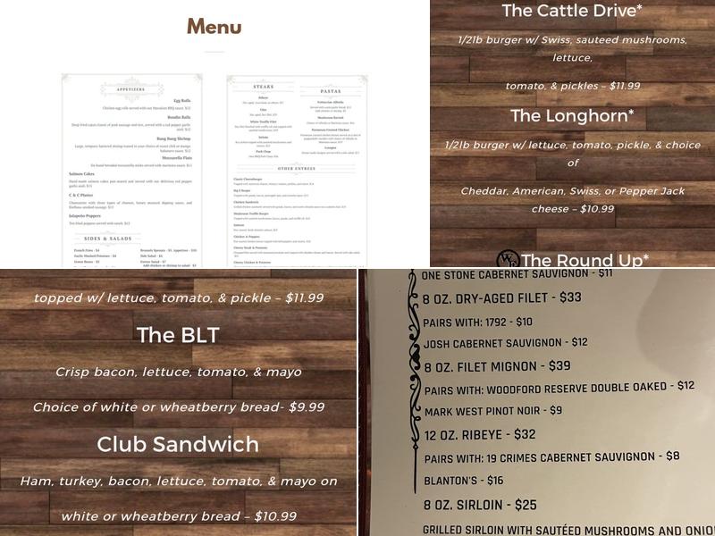 The Cellar Restaurant and Prohibition Bar Menu