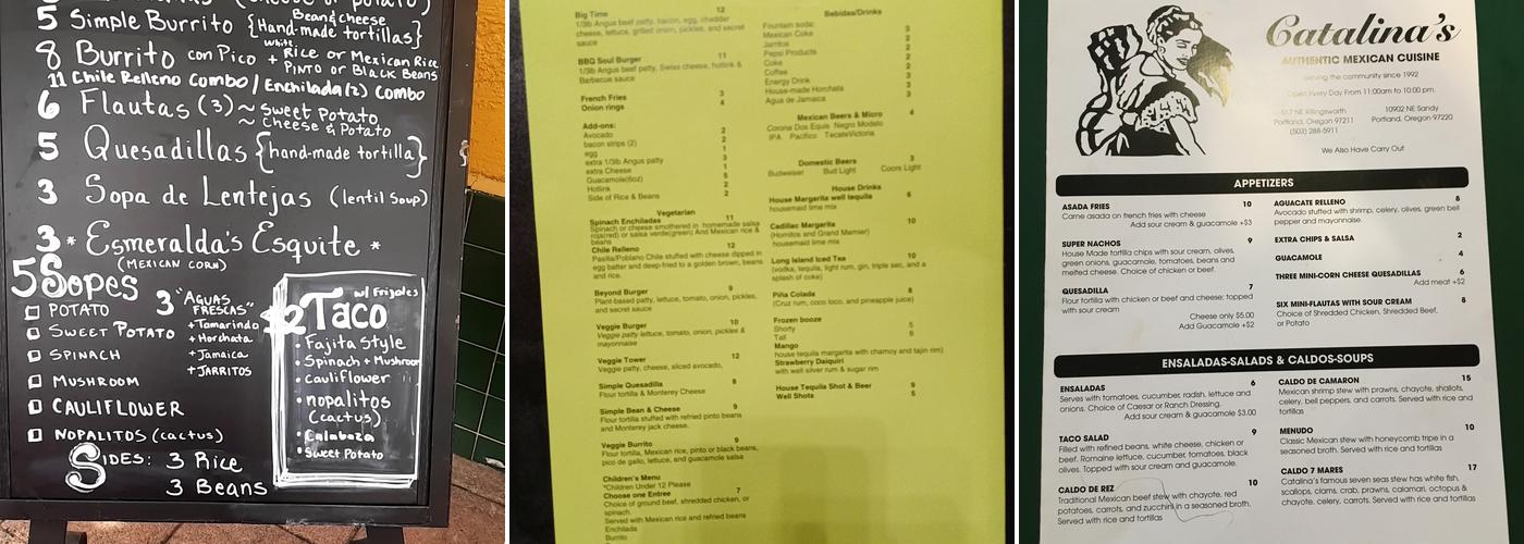 Catalina's Menu