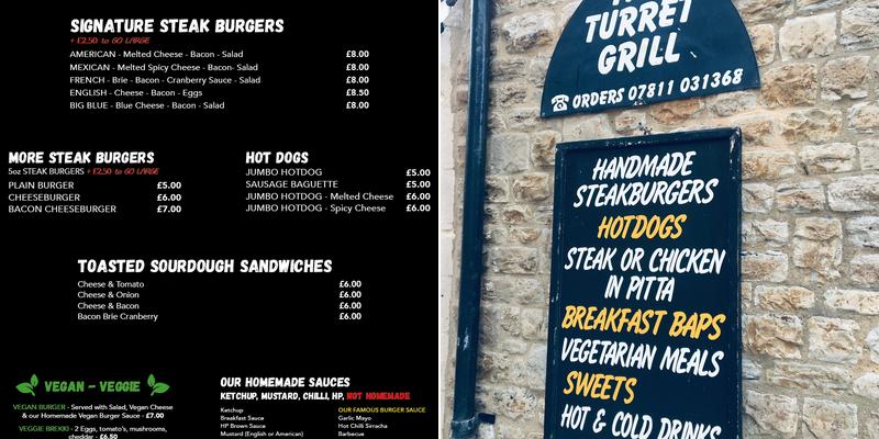 The Turret Grill Menu