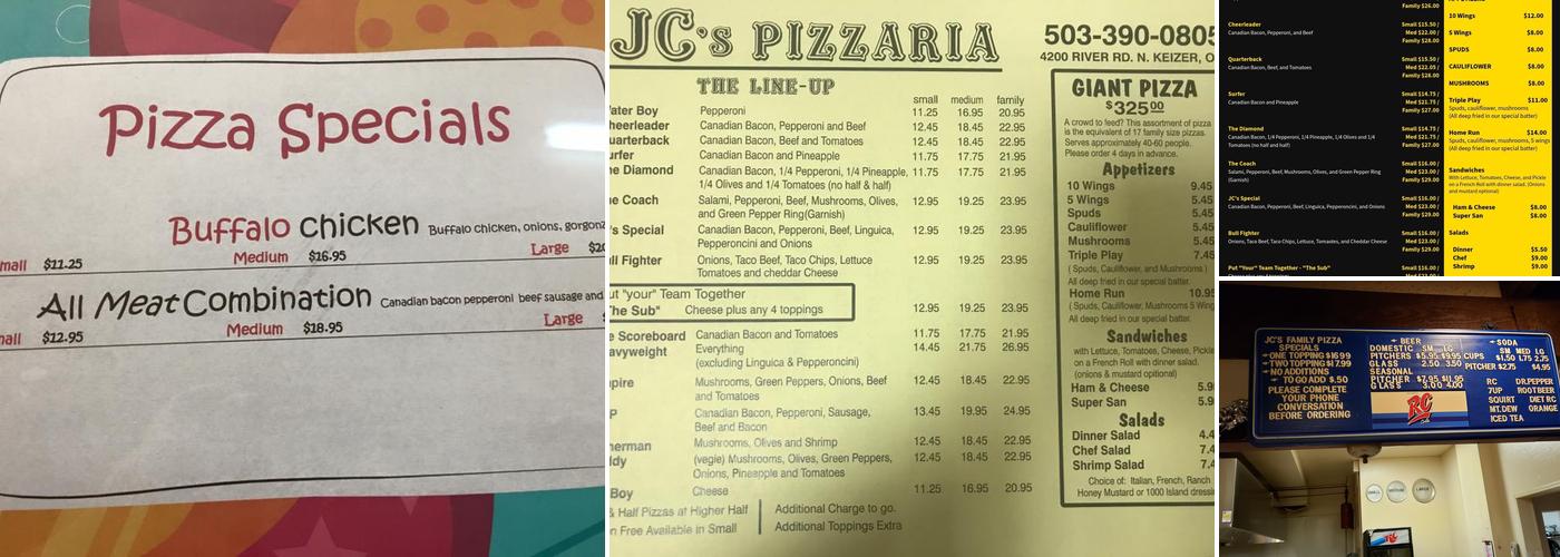 Jc's Pizzaria Menu