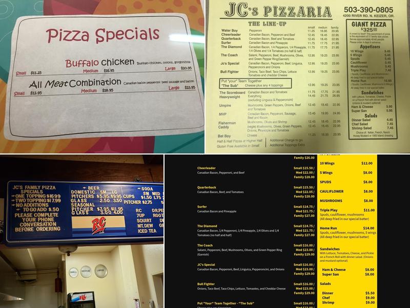 Jc's Pizzaria Menu