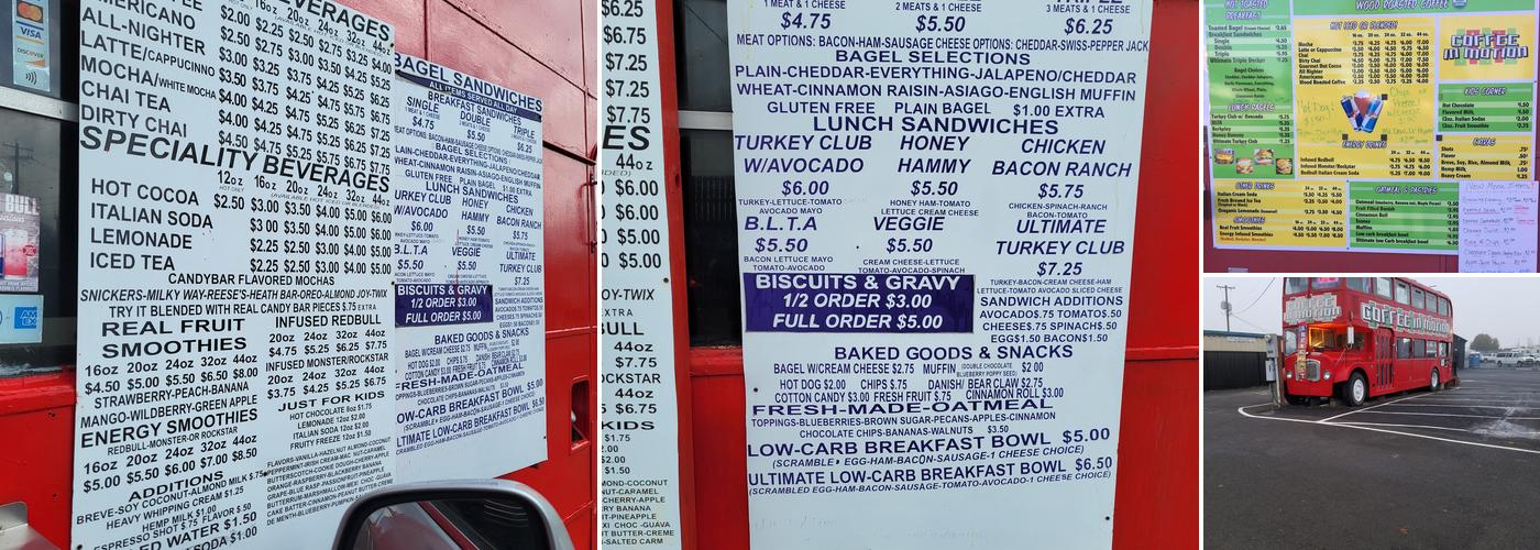 Coffee In Motion Menu