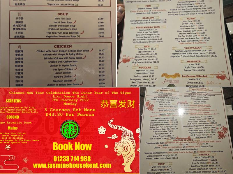 Jasmine House Chinese Cuisine Menu