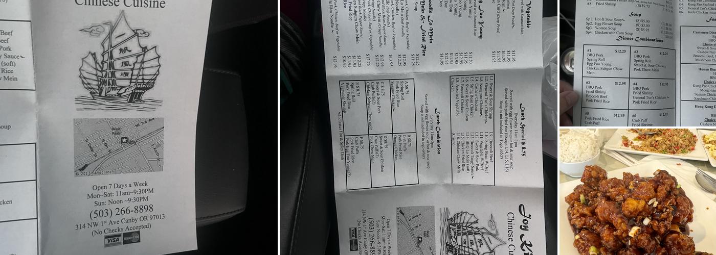 Joy Kitchen Menu