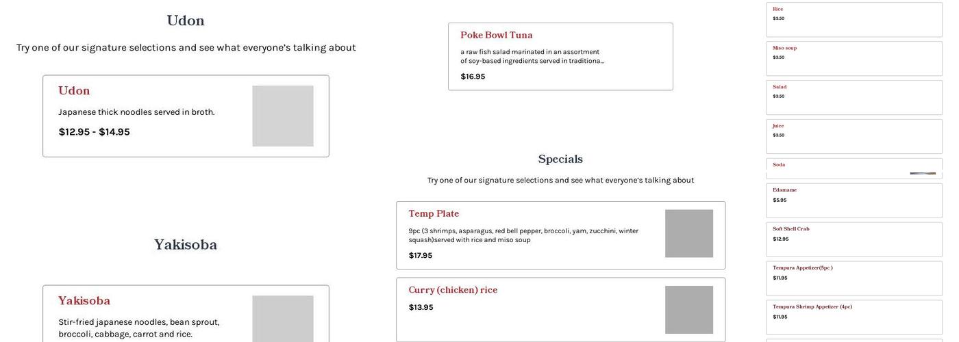 Fuji Rice Time Menu