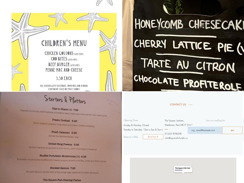 The Square Fish Café Menu