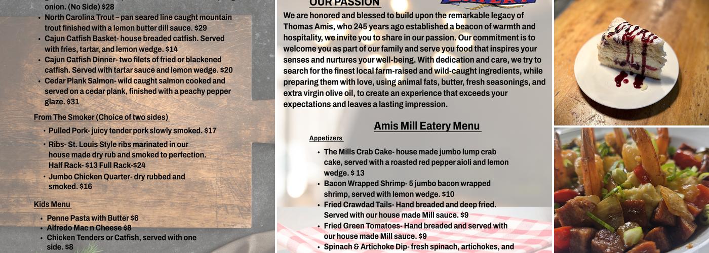 Amis Mill Eatery Menu