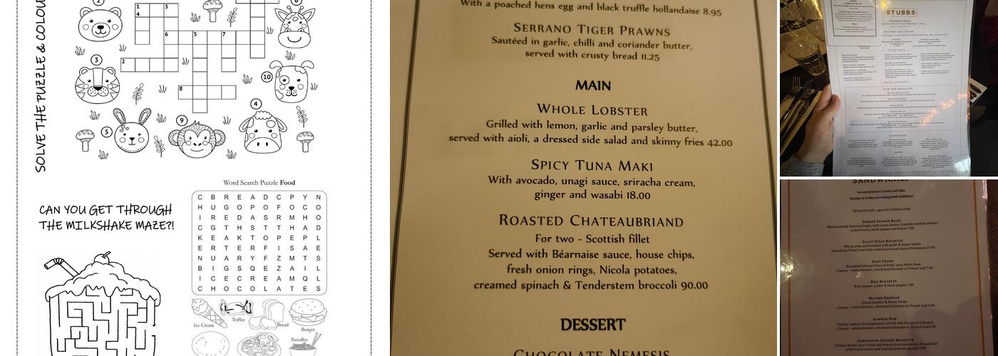 Stubbs Restaurant Menu