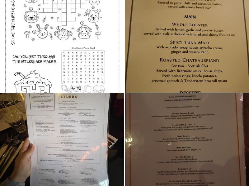 Stubbs Restaurant Menu