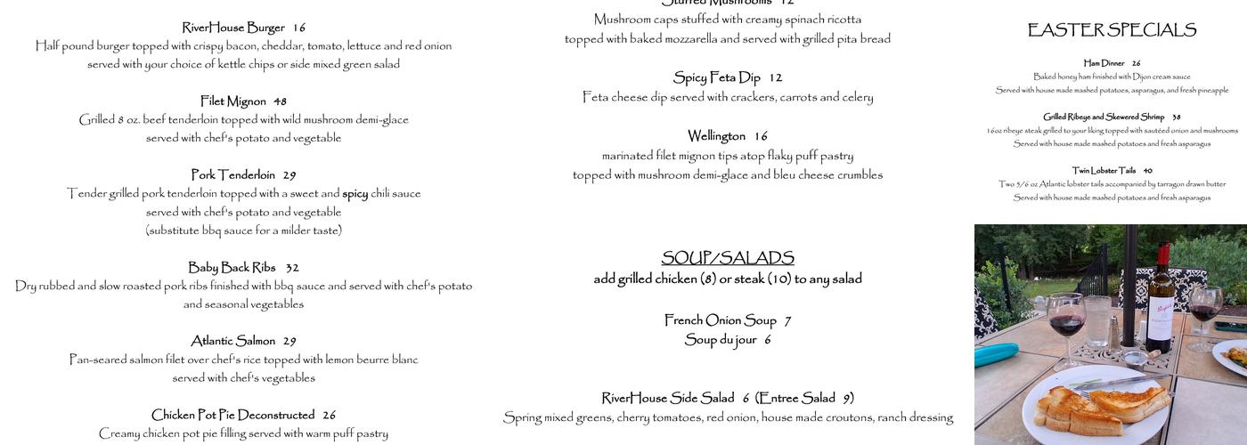 Riverhouse Inn Menu
