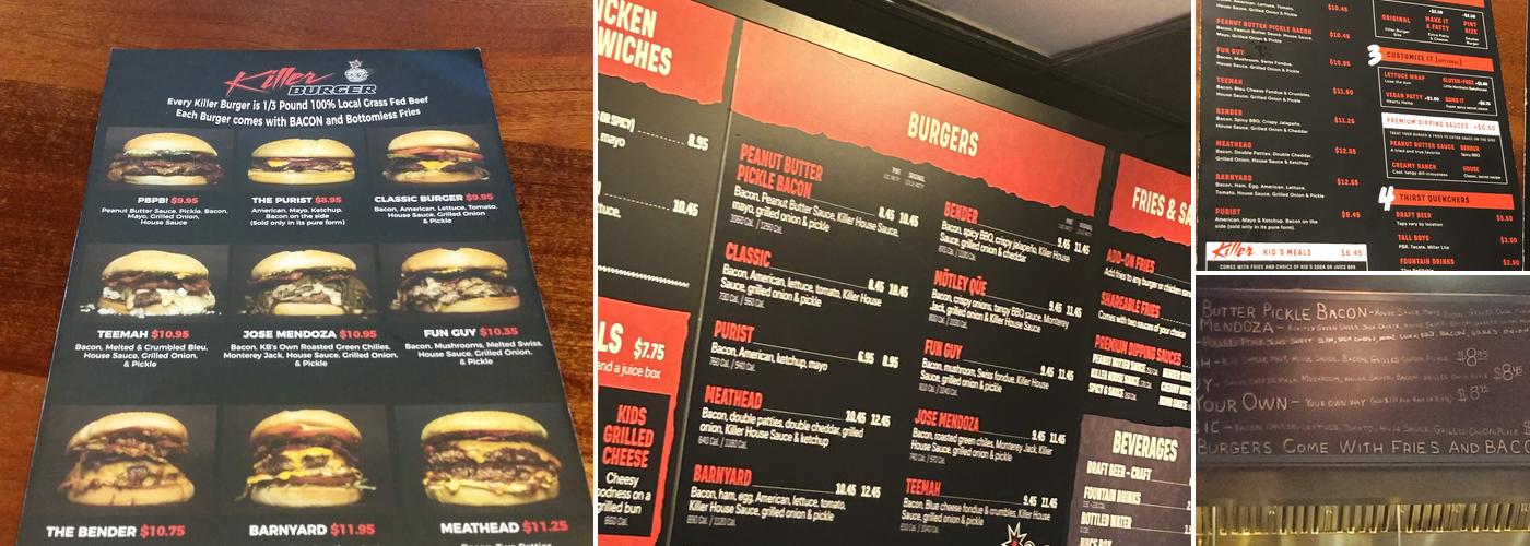 Killer Burger East Vancouver Menu