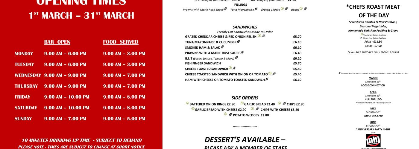 The Rivers Restaurant Menu