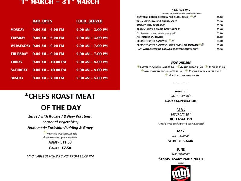 The Rivers Restaurant Menu